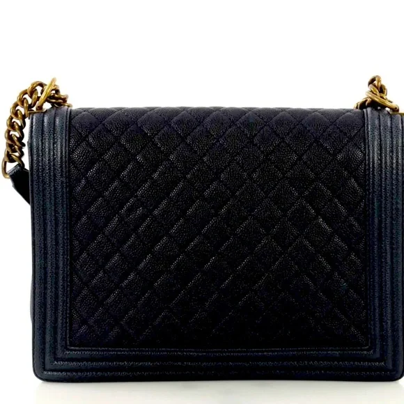 BNIB! VERY RARE! CHANEL BOY JUMBO Large Flap Messenger Shoulder Bag Black CAVIAR - Picture 5 of 17